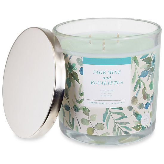 Sonoma Goods For Life® Sage Mint & Eucalyptus 14-oz. Blue Floral Candle Jar