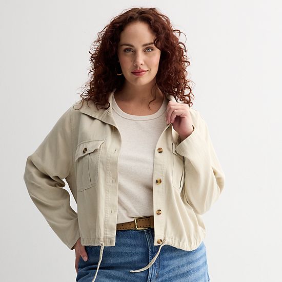 Plus Size Sonoma Goods For Life® Cropped Summer Button Front Jacket