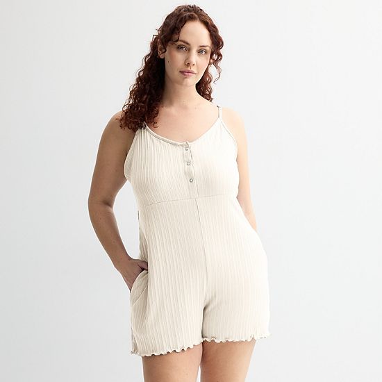 Plus Size Sonoma Goods For Life® Elevated Rib Pajama Romper