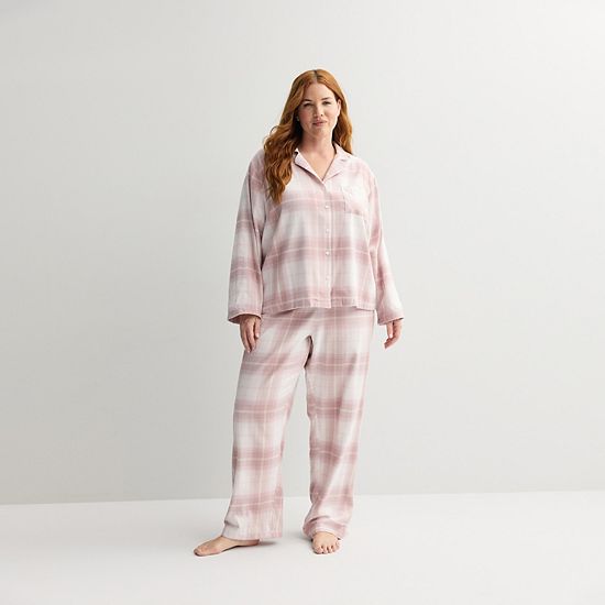 Plus Size Sonoma Goods For Life® 2-pc. Flannel Notch Pajama Top & Pajama Pants Set