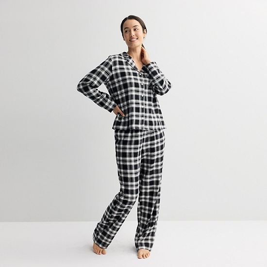 Women's Sonoma Goods For Life® 2-pc. Flannel Notch Pajama Top & Pajama Bottoms Set