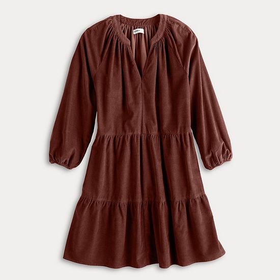 Petite Sonoma Goods For Life® Tiered Corduroy Mini Dress