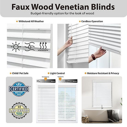  Sonoma Goods For Life® Cordless Faux Wood Blind - 64" Length