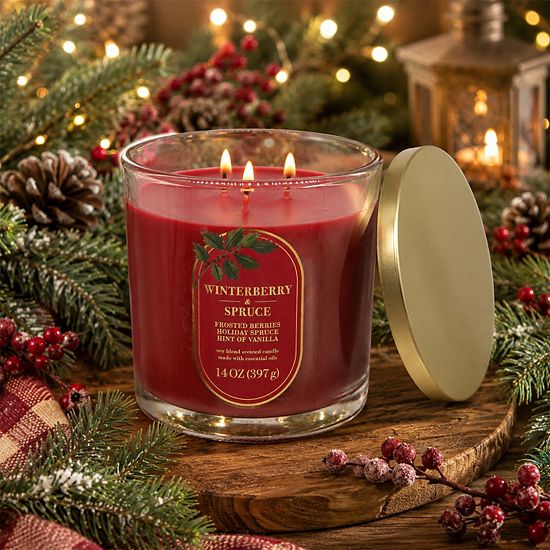  Sonoma Goods For Life® 14-oz. Winterberry & Spruce Single Pour Candle Jar
