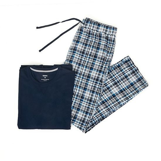  Men's Sonoma Goods For Life® Supersoft Ribbed 2-pc. Pajama Top & Pajama Pant Set