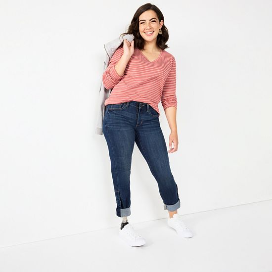  Women's Sonoma Goods For Life® Adaptive Easy Dressing Mid-Waisted Straight Leg Jeans