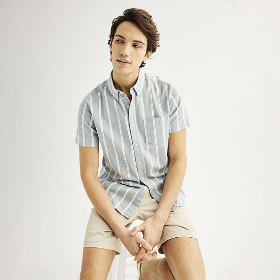 Men's Sonoma Goods For Life® Short Sleeve Perfect Length Button Down Shirt