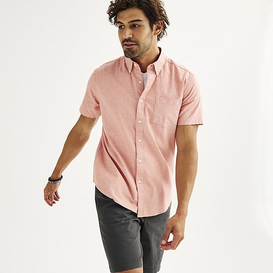  Men's Sonoma Goods For Life® Short Sleeve Perfect Length Button Down Shirt