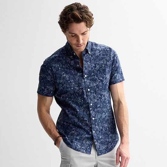  Men's Sonoma Goods For Life® Short Sleeve Perfect Length Button Down Shirt