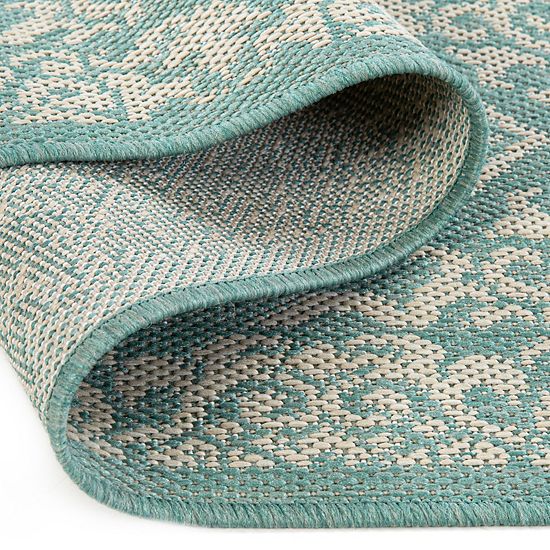  Sonoma Goods For Life® Aqua Classic Medallion Border Indoor/Outdoor Area Rugs