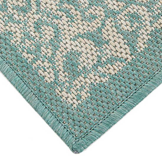  Sonoma Goods For Life® Aqua Classic Medallion Border Indoor/Outdoor Area Rugs