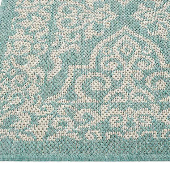  Sonoma Goods For Life® Aqua Classic Medallion Border Indoor/Outdoor Area Rugs
