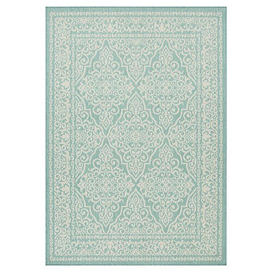  Sonoma Goods For Life® Aqua Classic Medallion Border Indoor/Outdoor Area Rugs