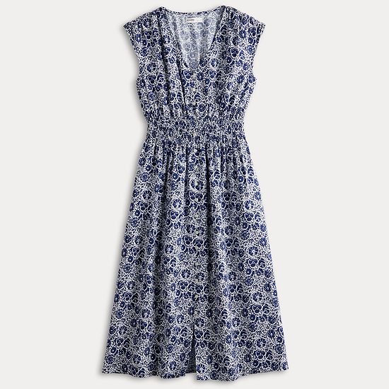  Women's Sonoma Goods For Life® Smocked Button Front Midi Dress