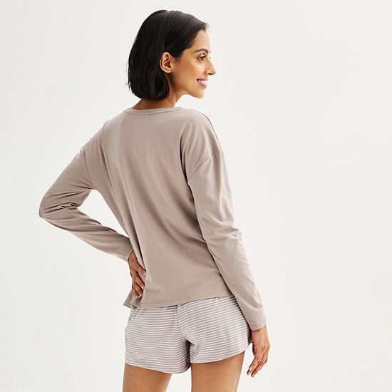  Women's Sonoma Goods For Life® Drop-Shoulder Long Sleeve Sleep Tee