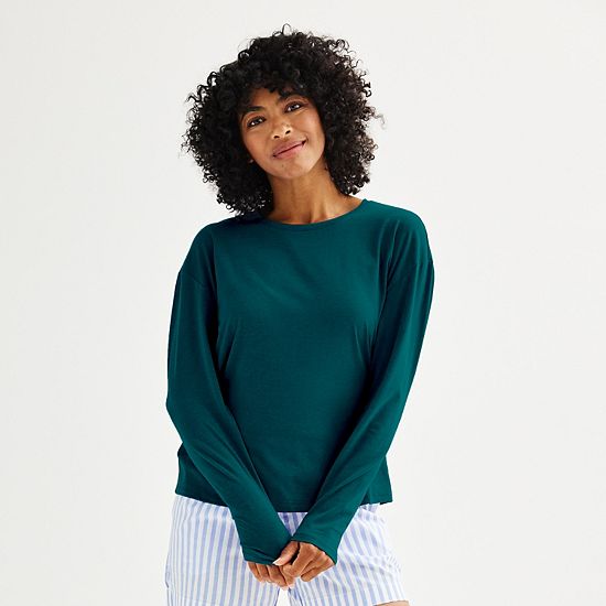  Women's Sonoma Goods For Life® Drop-Shoulder Long Sleeve Sleep Tee