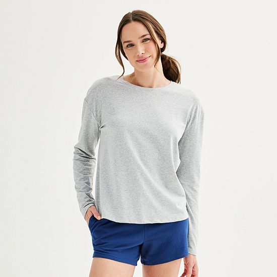  Women's Sonoma Goods For Life® Drop-Shoulder Long Sleeve Sleep Tee