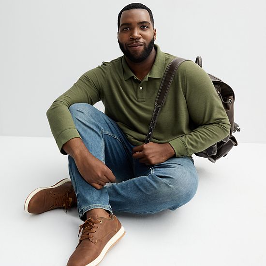  Big & Tall Sonoma Goods For Life® Long Sleeve Pique Polo