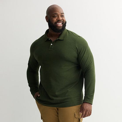  Big & Tall Sonoma Goods For Life® Long Sleeve Pique Polo