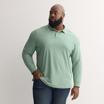  Big & Tall Sonoma Goods For Life® Long Sleeve Pique Polo