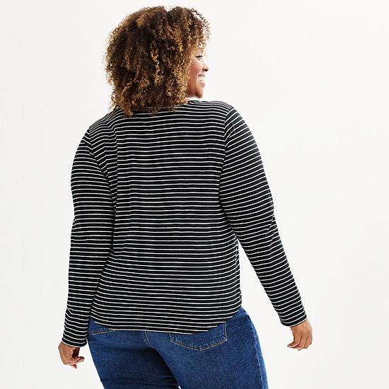  Plus Size Sonoma Goods For Life® Everyday Long Sleeve V-Neck Tee