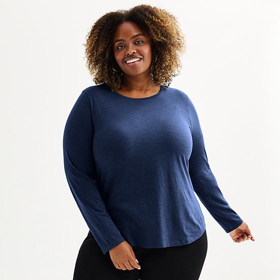  Plus Size Sonoma Goods For Life® Everyday Long Sleeve Crewneck T-Shirt