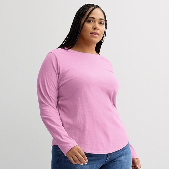  Plus Size Sonoma Goods For Life® Everyday Long Sleeve Crewneck T-Shirt