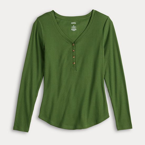  Women's Sonoma Goods For Life® Rib Long Sleeve Henley
