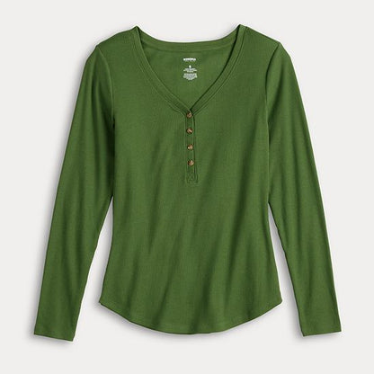  Women's Sonoma Goods For Life® Rib Long Sleeve Henley