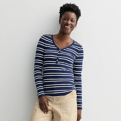  Women's Sonoma Goods For Life® Rib Long Sleeve Henley