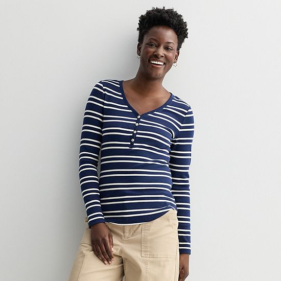  Women's Sonoma Goods For Life® Rib Long Sleeve Henley