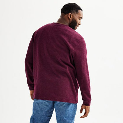  Big & Tall Sonoma Goods For Life® Long Sleeve Textured Henley Tee