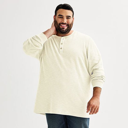  Big & Tall Sonoma Goods For Life® Long Sleeve Textured Henley Tee