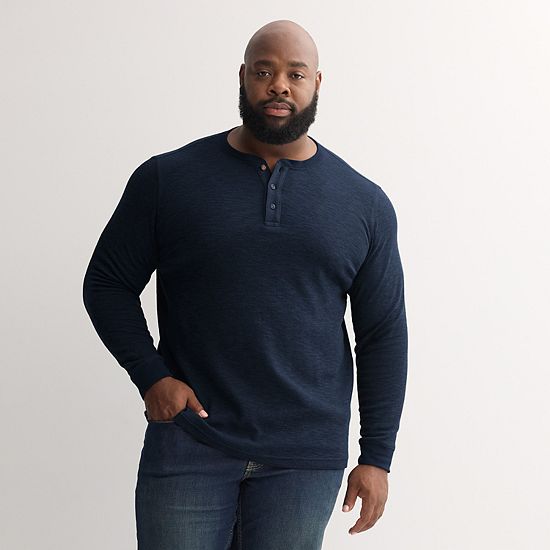  Big & Tall Sonoma Goods For Life® Long Sleeve Textured Henley Tee