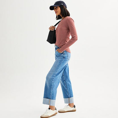 Women's Sonoma Goods For Life® Rib Slim Fit Long Sleeve Tee