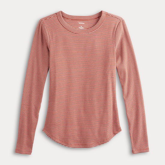  Women's Sonoma Goods For Life® Rib Slim Fit Long Sleeve Tee
