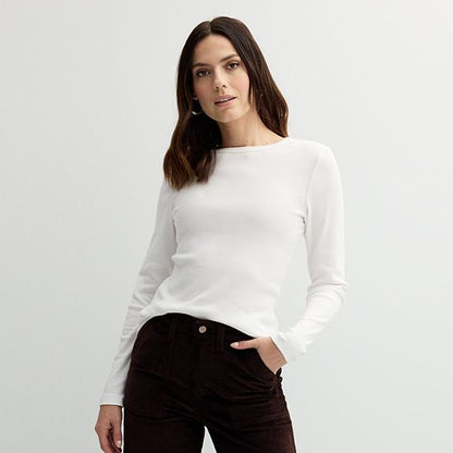  Women's Sonoma Goods For Life® Rib Slim Fit Long Sleeve Tee