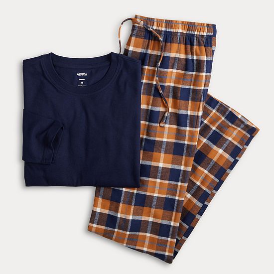  Men's Sonoma Goods For Life® 2-pc. Long Sleeve Pajama Shirt & Flannel Pajama Pants Set
