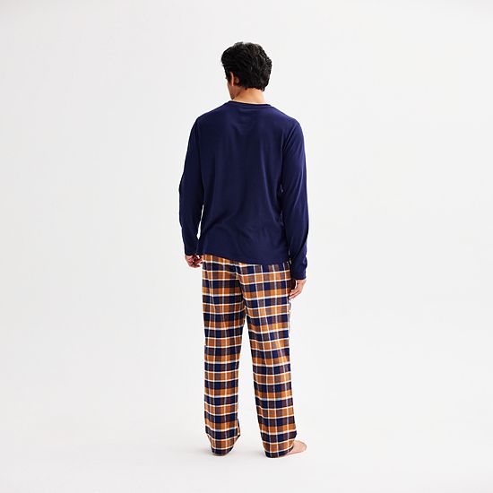 Men's Sonoma Goods For Life® 2-pc. Long Sleeve Pajama Shirt & Flannel Pajama Pants Set