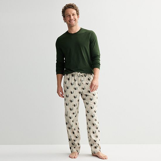  Men's Sonoma Goods For Life® 2-pc. Long Sleeve Pajama Shirt & Flannel Pajama Pants Set
