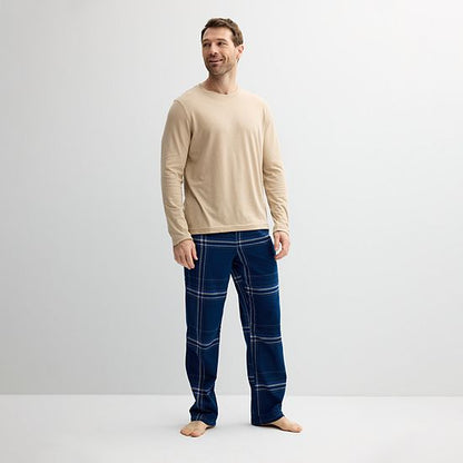  Men's Sonoma Goods For Life® 2-pc. Long Sleeve Pajama Shirt & Flannel Pajama Pants Set