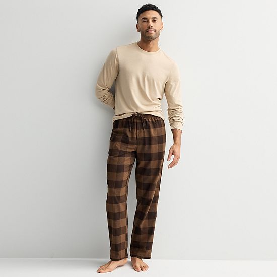  Men's Sonoma Goods For Life® 2-pc. Long Sleeve Pajama Shirt & Flannel Pajama Pants Set