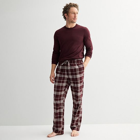  Men's Sonoma Goods For Life® 2-pc. Long Sleeve Pajama Shirt & Flannel Pajama Pants Set
