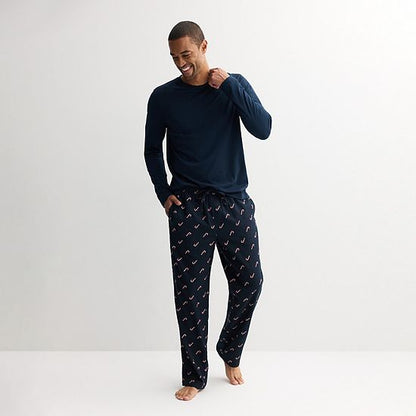  Men's Sonoma Goods For Life® 2-pc. Long Sleeve Pajama Shirt & Flannel Pajama Pants Set