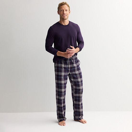  Men's Sonoma Goods For Life® 2-pc. Long Sleeve Pajama Shirt & Flannel Pajama Pants Set