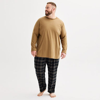 Big & Tall Sonoma Goods For Life® 2-pc. Long Sleeve Pajama Top & Flannel Pajama Pant Set