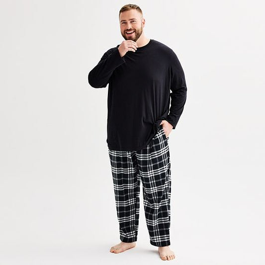  Big & Tall Sonoma Goods For Life® 2-pc. Long Sleeve Pajama Top & Flannel Pajama Pant Set