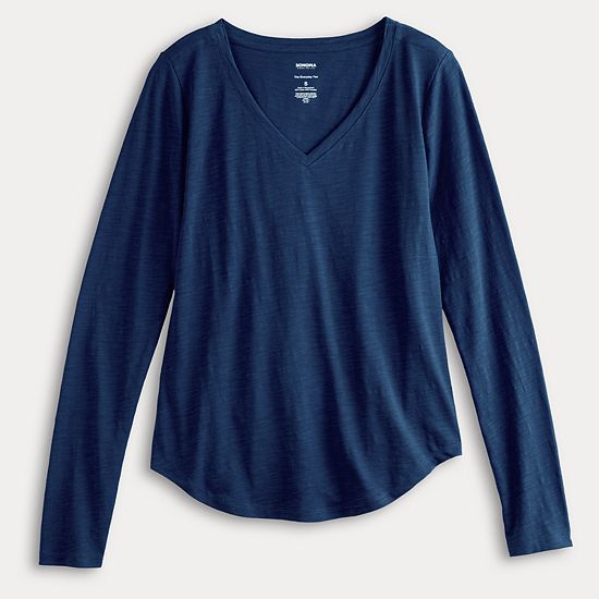  Women's Sonoma Goods For Life® Adaptive Everyday Long Sleeve V-Neck T-Shirt