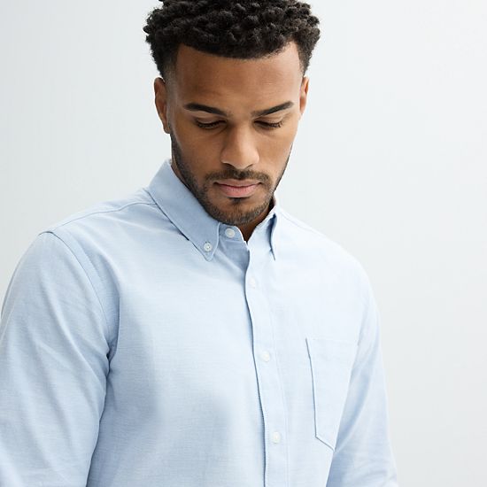  Men's Sonoma Goods For Life® Long Sleeve Slim Fit Perfect Length Button-Down Shirt