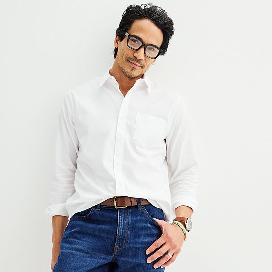  Men's Sonoma Goods For Life® Long Sleeve Slim Fit Perfect Length Button-Down Shirt